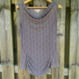 NWOT Coldwater Creek Sleeveless Ruched sides Draped neck  Black White pr…